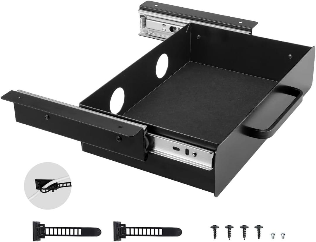 VEVOR Under Desk Drawer Slide Out, 13 inch Attachable Desk Drawer for Sit Stand Workstation, Hidden Under Counter Drawers for office Home, Black