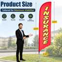 Insurance Feather Banner Swooper Flag 15 ft with Pole Kit, 12 x 2.5 ft