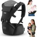 VYPERX 6-in-1 Ways Baby Carrier with Hip Seat and Lumbar Support, Newborn to Toddler, 0-36 Month, 7-33 Lb, Ergonomic All Positions Kids Carrier Soft Baby Holder Carrier with Hood for All Seasons, Black