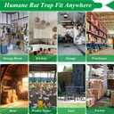 2 Packs Humane Rat Trap Outdoor, Wanqueen Humane Mouse Traps Indoor for Home, Small Rodent Chipmunk Trap and Other Live Animal Cage Catch and Release