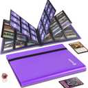 Trading Card Binder 360 Pockets - Side Loading Waterproof Card Album for MTG, TCG, Sports Cards -9-Pocket Durable Pages with Sleeves - Collector Gift (Purple)