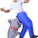 Spooktacular Creations Inflatable Dog Costumes for Adults, Biting By a Bulldog Blow up Outfit for Halloween Themed Parties (X-Large(75In))