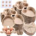 30 PCS Valentine Heart Shaped Egg Cartons with Labels, Easter Pulp Paper Egg Cartons 3 Count with Jute Rope, Cute Egg Basket Storage Container Holder, Lover Gift Chicken Eggs Crate