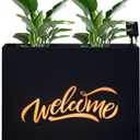 Metal LED Planter Box Rectangular Block - Galvanized Steel Long Planters Box with Solar Light Outdoor All-Weather Use with Drainage Holes for Cafe Bar Mall Store Patio/Porch/Entrance, 35.52412IN