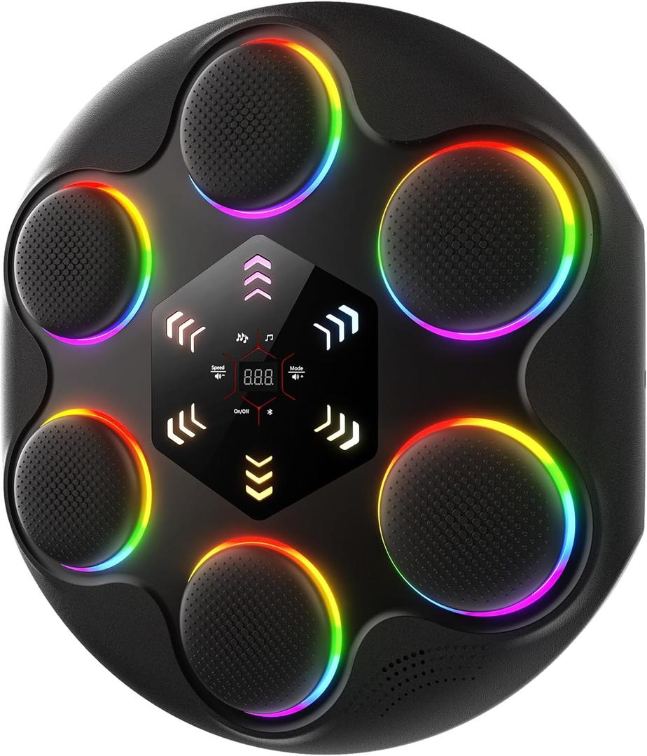 Music Boxing Machine for Adults Kids with Gloves, Smart Bluetooth Music Rhythm-Synced, Large Screen RGB Light Wall-Mounted Boxing Trainer Equipment Punching Game for Home Workout Gym Fun