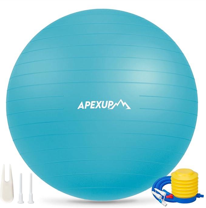 APEXUP Yoga Ball, 660 lbs Anti-Burst Exercise Ball with Pump, 5 Sizes | Anti-Burst, Anti-Slip, SGS Certified, Strengthens Core, Improves Balance & Posture, Boosts Flexibility & Stability