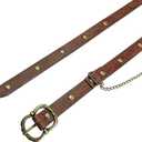 HiiFeuer Medieval DIY Faux Leather Metal Chain Belt, Vintage Adjustable Thin Belt For Women, Retro Skinny Belt For Dresses, One Size fits all