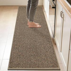BEQHAUSE Kitchen Runner Rugs 24"x84", Non-Slip Kitchen Mats for Floor, Super Absorbent and Stain Resistant Kitchen Rug, Machine Washable Rugs for Kitchen, Hallway, Laundry & Sink, Taupe