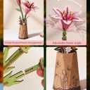 3D Flower Wooden Puzzles for Adults-Pink Lily, DIY Wooden Flowers Model Kit Building Set Crafts for Adults to Build, Botanical Collection/Ideal Creative Gift Ideas/Housewarming (73PCS)