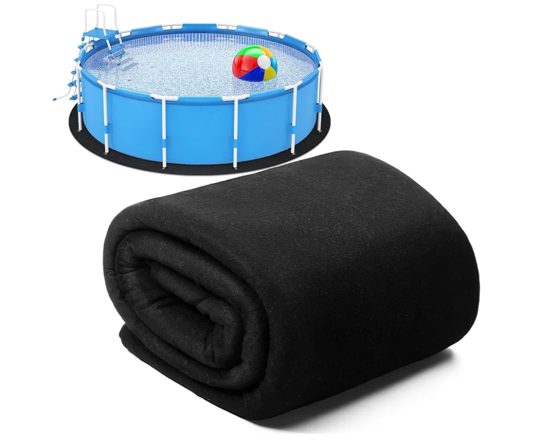 18 ft Round Pool Liner Pad for Above Ground Swimming Pools Durable Puncture Resistant Floor Mat Extend Liner Life Polyester Geotextile Material(Black)