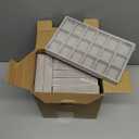 Highergo 8 Pcs Small Velvet Jewelry Trays Stackable Drawers Organizer Ring Earring Storage Trays, 8.3x4.7x1''(Gray,18 Grids)