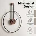 Modern Minimalist Black Metal Ring Wooden Silent Wall Clock Decor, 21.6 * 28.7in