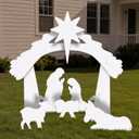 Outdoor Nativity Scene for Christmas Decorations, 4ft Weather Resistant PVC Nativity Set, Outdoor Large Christmas Decorations for Lawn, Front Yard & Church