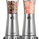 Electric Salt and Pepper Grinder Set with Storage Base, Stainless Steel Rechargeable Salt and Pepper Grinder Set with 4.5 oz Large Capacity, 1.8" Wide Mouth, Adjustable Coarseness, Ideal for Kitchen