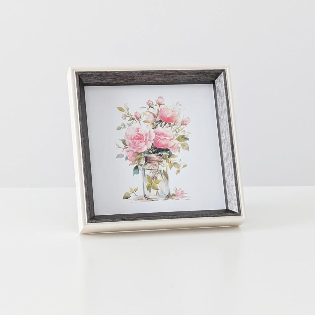 5x5 Gray Square Picture Frame 5x5 Resin Photo Frame Wall and Desktop Display Picture Frame, Plexiglass