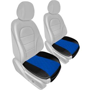 FH Group Car Seat Cushion Pads Front Set Blue Faux Leather Automotive Seat Cover Cushion Pads - Universal Fit, Airbag Compatible Car Seat Cushion Pad With Front Pocket for SUV, Sedan, Van