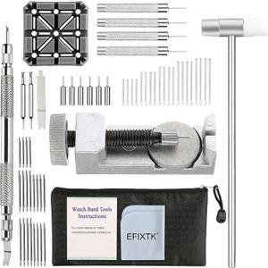 Watch Band Strap Link Pins Remover Repair Tool,24 in 1 Kit with 6 Extra Tips Replacement, 20PCS Cotter Pin,Spring Bar Tool Set, 1PCS Head Hammer