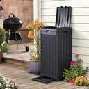 Keter Baltimore Resin 38 Gallon Outdoor Kitchen Trash Can with Lid and Drip Tray for Easy Cleaning-Perfect for Patio Dining, Black