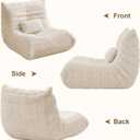 Bean Bag Chair with Lumbar Pillow, Gaint Bean Bag Chairs for Adults, Oversized Corduroy Beanbag Chair with Memory Foam Filled, Lazy Floor Sofa for Reading Gaming Living Room Bedroom (Beige)