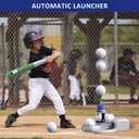 QDRAGON 2 in 1 T Ball Sets for Kids 3-5 5-8, Tee Ball Set with Automatic Pitching Machine/Adjustable Batting Bat & Stand/6 Balls, Baseball Toys Outdoor Sport for Toddlers Boys, Blue, Large