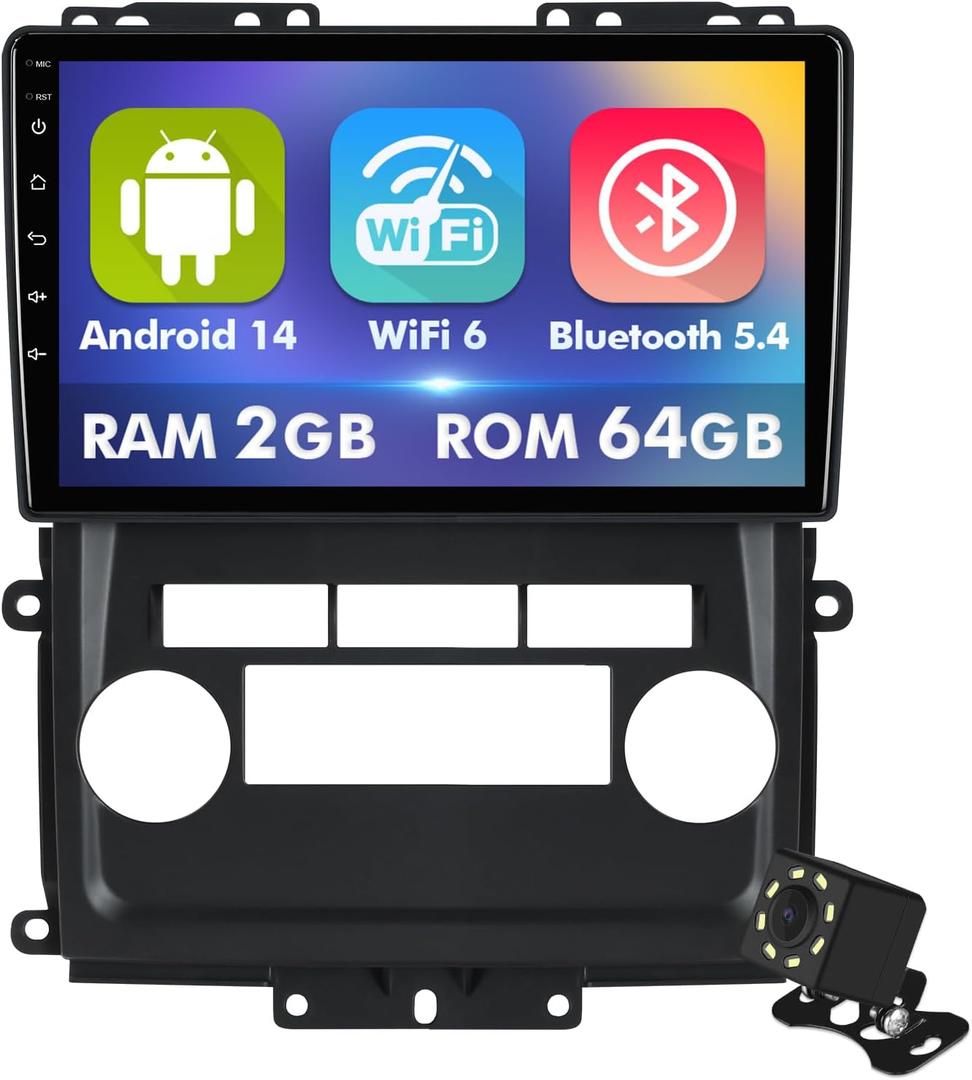 9 Inch IPS Touchscreen Android 14 Car Stereo for Nissan Frontier Xterra 2009-2012 with Wireless CarPlay & Android Auto 2+64GB Car Radio, Support WiFi 6, Bluetooth,5.4, Backup Camera, SWC