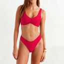 Sexybody Women's V Cut Bikini Sexy Tie Front Cutout High Cut Two Piece Swimsuit Bathing Suit (Red, XL)