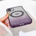Bonoma Magnetic Glitter for iPhone 12 [ Compatible with MagSafe ], Luxury Love Heart Pattern Plating Bling Clear Case,Camera Protection Sparkly Slim Soft Back Cover for Women Girls,Purple