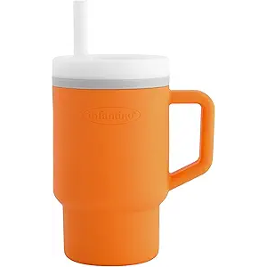 Infantino My 1st Tumbler, Silicone Sippy Cup with Straw & Handle, SpillResistant Baby Cup for OntheGo, BPAFree Transition Bottle, Creamsicle