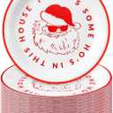 Shellwei 100 Pcs 7 Inch Christmas Paper Plates Bulk Christmas Party Plates Disposable for Xmas Holiday Party Supplies Dishware(Funny Santa)