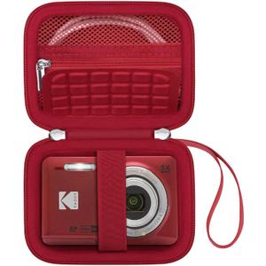 Canboc Hard Case for KODAK PIXPRO FZ55/ FZ45/ FZ43/ FZ53 16MP Digital Camera, Vlogging Camera Bag, Zipper Mesh Pocket fit Cable, SD Card, Red (Case Only)
