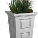 Mayne Wyndham 24-Inch Tall Planter  Self-Watering, Weather-Resistant Planter for Flowers  Durable Indoor/Outdoor Design for Patio, Porch, or Entryway (White)