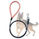 Heavy Duty Dog Leash, Chew Proof Metal Leash for Large Dogs (Up to 250lbs), WireRope Dog Leashes with Soft Silicone Grip (Black, 5 FT)