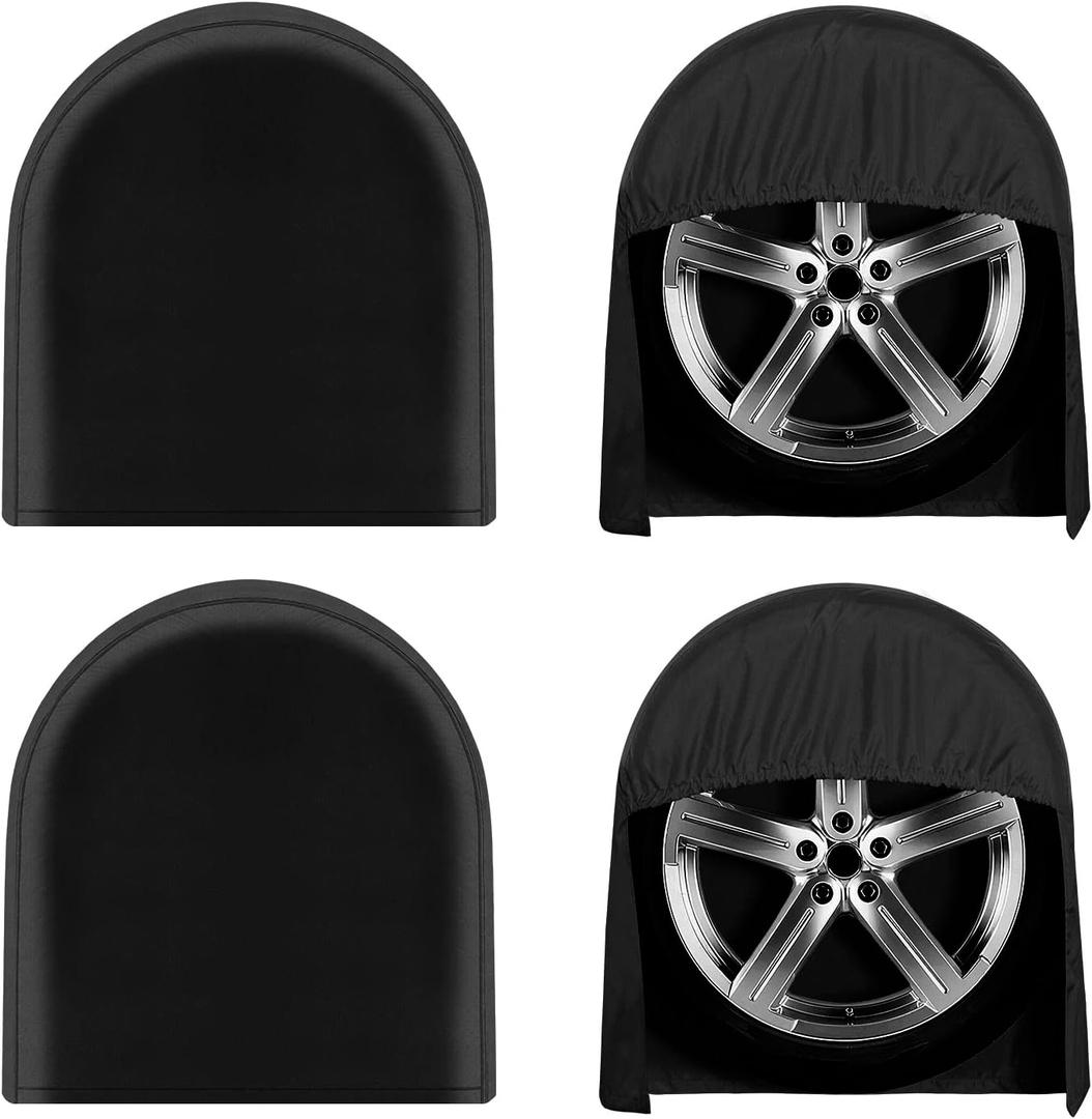 OutdoorLines Outdoor Waterproof Tire Covers Set of 4 - UV-Proof Trailer Wheel Cover Windproof Tire Protector for RV Jeep Trailer Camper Van Truck, Universal Tire Covering Fits Diameters 30"-32", Black