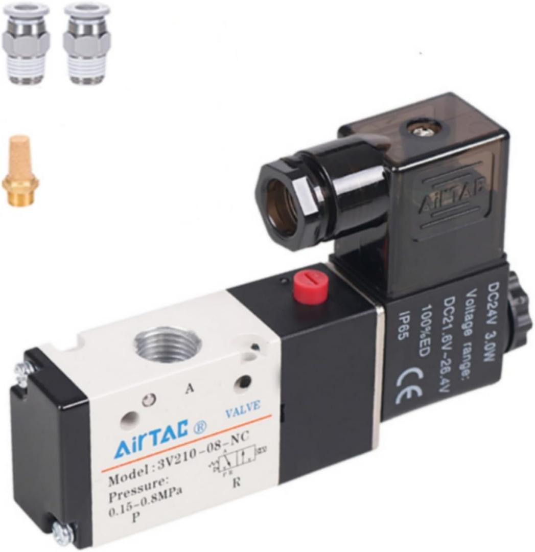 Solenoid Valve DC12V 3/2 Way AirTAC 3V210-08 1/4"PT Normally Closed Air Pneumatic Electric