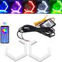 Qasim Hexagon Angel Eyes RGB APP Control Retrofit Car Motorcycle Light Accessories Driving Day Signal Light Decoration White DRL Streamer Amber Turn Signal Light 12V 24V 90MM, 2 Pack