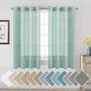 H.VERSAILTEX Linen Curtains Nickel Grommet Natural Linen Semi-Sheer Curtains 2 Panels Privacy Added Premium Soft Rich Material Drapes for Bedroom/Livingroom - 52x63 - Inch - Sea Mist