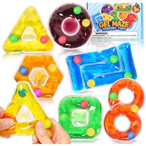 Sensory Toys for Kids Toddlers: Fidget Sensory Toys for Autistic Children Special Needs, Gel Filled Squishy Stress Toys for Autism / Anxiety Relief, Ideal Materials for Teaching/Learning Shapes Colors