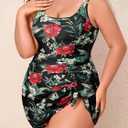 NIeyook Plus Size Swimsuit Women One Piece Swim Dress Modest Bathing Suit (Black)
