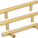 goldenwarm 25Pcs Cabinet Bar Handles Brushed Brass Dresser Drawer Pulls 3-3/4in(96mm) Kitchen Cabinet Hardware Modern Dresser Hardware Cupboard Door Pull Handles (3-3/4in Hole Centers)