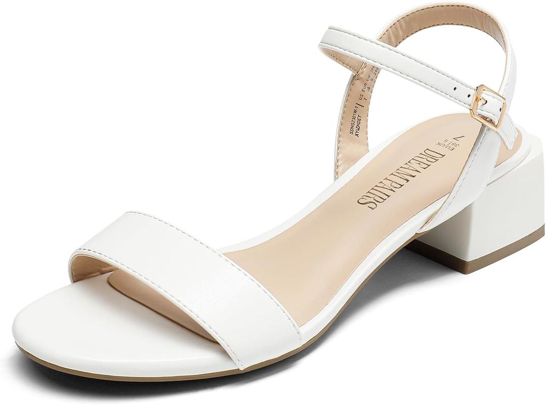 DREAM PAIRS Women's Low Heels for Women Classic Open Toe Ankle Strap Block Chunky Heel Sandals Holiday Party Wedding Dress Pumps Shoes (7.5 Wide)