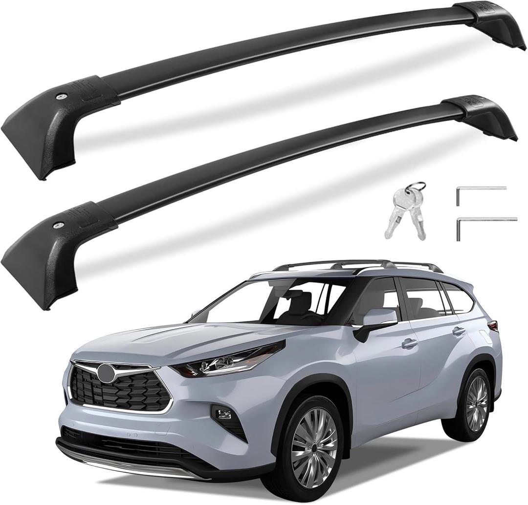 260lbs Roof Rack Cross Bars Compatible with Toyota Highlander XLE Limited Platinum Hybrid 2020-2025, Lockable Aluminum Heavy Duty Anti-Theft, Rust and Corrosion Resistant Crossbar