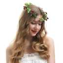 Bubbmi Flower Crown Headband with Red Berry, Elf Fairy Cosplay Forehead Headpiece with for Wedding Festival Masquerade Party Women Girls (FC1587hongguonew)
