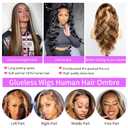 #4/27 Ombre Highlight Lace Front Wigs Human Hair Pre Cut 5X5 Glueless Honey Blonde Body Wave Wigs for Women Pre Plucked with Baby Hair Lace Closure wig 200% Density24inch