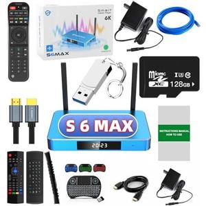 2025 Version S6 MAX 4GB RAM 64GB ROM 6K Ultra HD Built-in Voice Control HDMI Cable,Power Supply, Voice Remote Control, 128G TF Card, 128 USB Flash Driver ect 2025 Version S6 MAX 4GB RAM 64GB ROM 6K Ultra HD Built-in Voice Control HDMI Cable,Power Supply, Voice Remote Control, 128G TF Card, 128 USB Flash Driver ect
