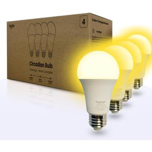 hooga Circadian Rhythm Full Spectrum LED Light Bulb - 2700K, 2100K, 1400K, Flicker-Free, Blue Light Free Night Mode, 7W Energy Efficient Warm White for Sleep, Relaxation & Focus - 4 Pack