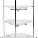 3-Tier Cake or Food Stand with Crystal-Clear Plastic Plates and Metal Display Rack Serving Tray for Wedding Birthday Bridal Shower Autumn NYE Tea Party