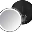 simplehuman Sensor Mirror, Lighted Compact Makeup Magnifying Mirror with Light, Round, Travel Size, Black Stainless Steel