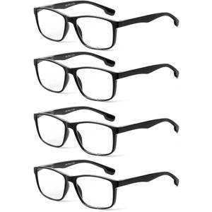 JOLISU 4 Pack Reading Glasses Men Blue Light Blocking with Spring Hinge, Anti Eyestrain/UV Large Wide Square Computer Readers, Magnification Strength: 1.75 x