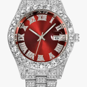 SENRUD Men's Diamond Watch Fashion Crystal Rhinestone Quartz Analog Watch Iced-Out Bracelet Wrist Watch