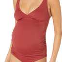 Amazon Essentials Women's Maternity Ruched V-Neck Swimsuit with Adjustable Straps, Small